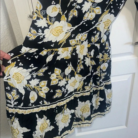 Free People Black Yellow Little of your Love Smocked Floral Jumpsuit size small - Picture 6 of 14